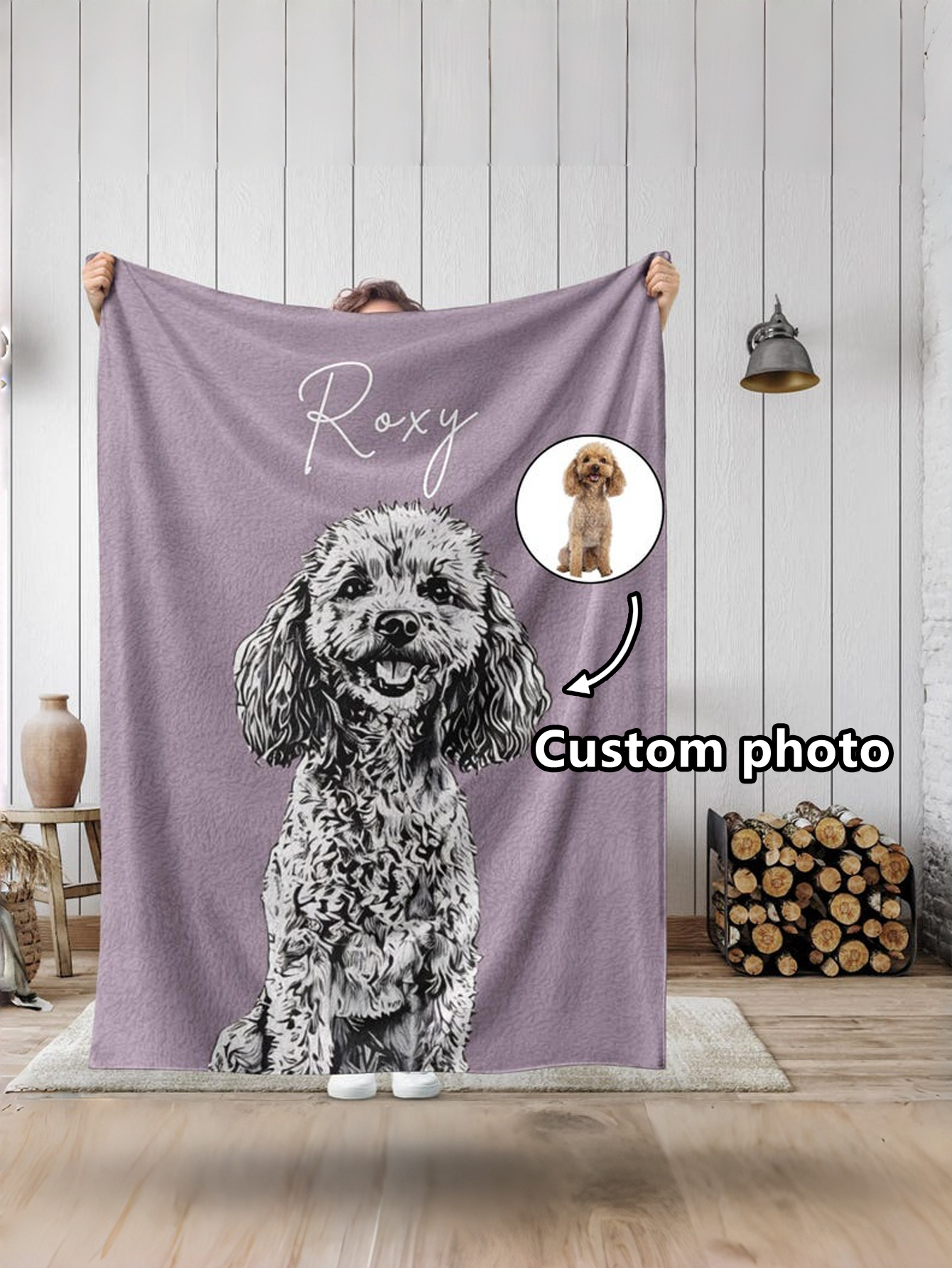 Customized Pet Portrait Name Blanket
